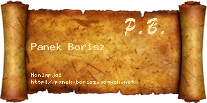 Panek Borisz névjegykártya